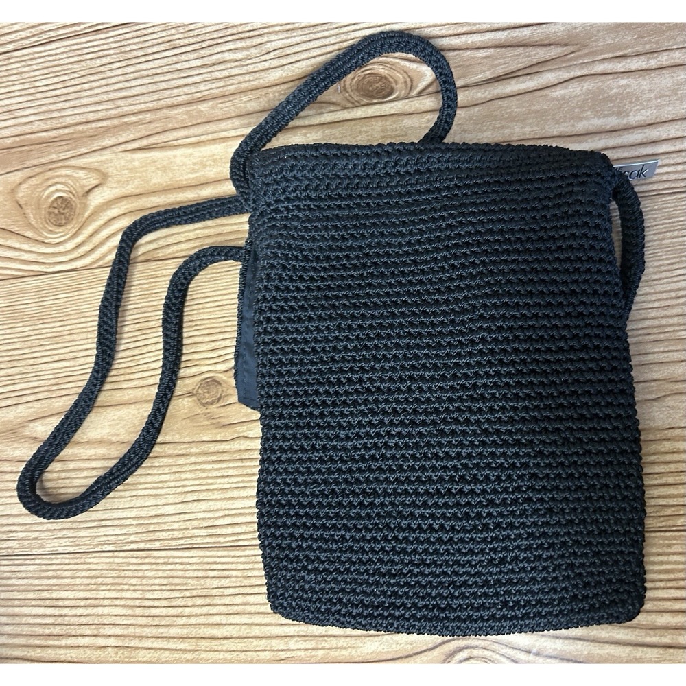 The Sak Y2K Black Crochet Medium Crossbody Bag Purse Women's - Picture 2 of 5